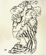 Egon Schiele Aunt and Nephew painting